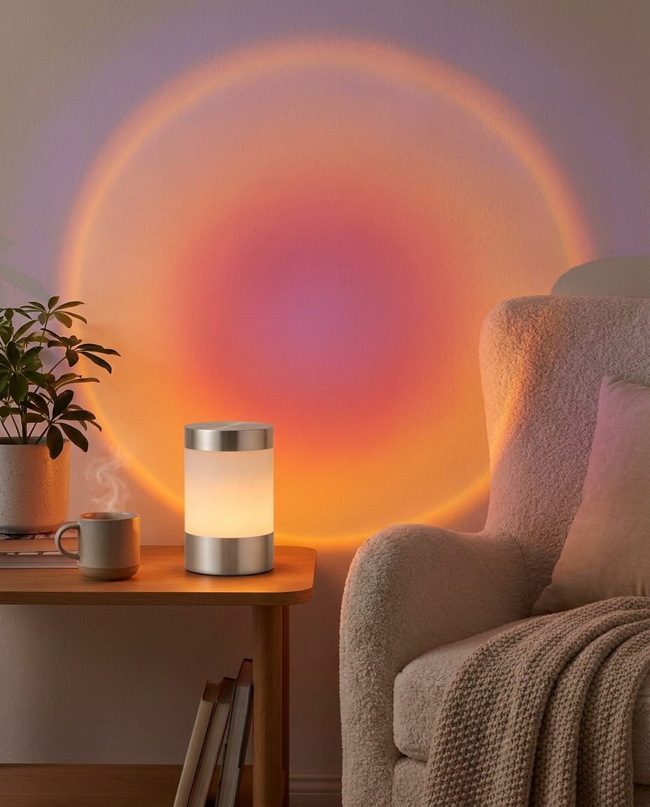 Nocturne Mood Lamp casting a sunset glow