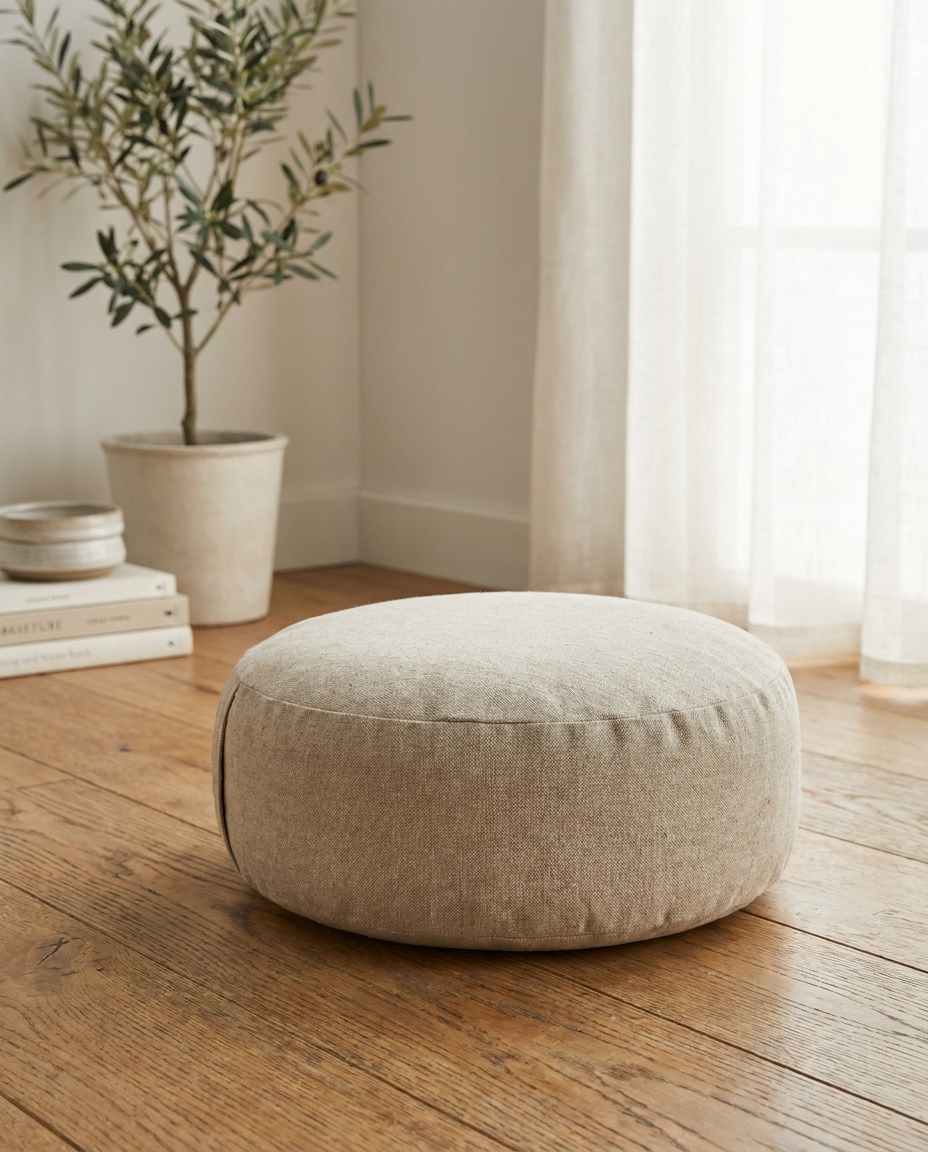 Nocturne Meditation Cushion on a wood floor