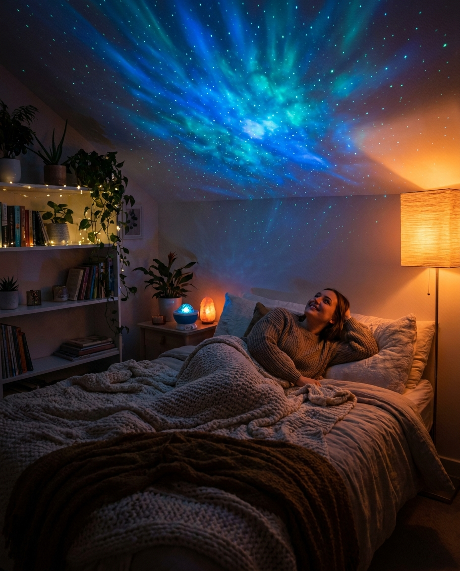 Relaxing under stars from the Nocturne Galaxy Projector