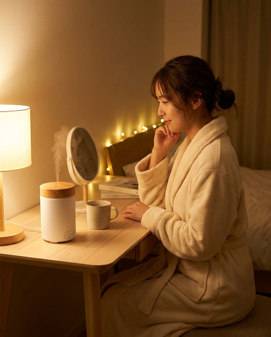 An evening self-care moment with the Nocturne Aroma Diffuser